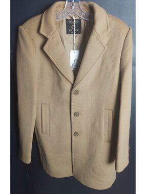 Snover Mens 100% Wool Overcoat Long Trench Jacket Camel Tan Beige Button Size 40